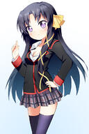 1_female 1girl black_hair breasts cleavage commentary_request female hair_ribbon high_resolution highres kurugaya_yuiko little_busters! long_hair medium_breasts mushuu purple_eyes ribbon safe school_uniform solo thigh-highs thighhighs uniform zettai_ryouiki うわさのｇ お姉さんに任せておけ♪ リトバス リトルバスターズ! 姉御 来ヶ谷唯湖 // 799x1200 // 423.3KB