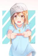 10s 1_female 1girl anthropomorphization aqua_background artist_name bandage bandaid bangs baseball_cap blue_shirt blush brown_eyes brown_hair cap character_name child commentary cowboy_shot danbooru eyebrows eyebrows_visible_through_hair female general hair_between_eyes hat hataraku_saibou headwear holding holding_object lolibooru lolibooru.moe long_hair looking_at_viewer open_mouth outstretched_hand pixiv_15855031 pixiv_69741570 platelet_(hataraku_saibou) pov s safe sankaku shirt short_sleeves shuuzo shuuzo3 shuuzodesu simple_background solo t-shirt teeth twitter_username two-tone_background whistle whistle_(object) whistle_around_neck white_background white_hat white_headwear 痛いの痛いの飛んでけ // 778x1121 // 545.2KB