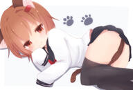 10s 1_female 1girl animal_ears animal_tail bad_id bad_pixiv_id black_legwear black_thighhighs blush brown_eyes brown_hair cat_ears cat_tail ears fang female hair_clip hair_ornament hairclip ikazuchi_(kancolle) ikazuchi_(kantai_collection) kantai_collection kemonomimi_mode legwear long_sleeves looking_at_viewer multiple_females multiple_girls namekuji_(namekuzu) namekuzi_mame neckerchief pov red_neckerchief red_neckwear safe sailor_uniform school_uniform schoolgirl_uniform serafuku simple_background sleeves_past_wrists solo tail thigh-highs thighhighs translated uniform white_background zettai_ryouiki // 1500x1017 // 683.9KB