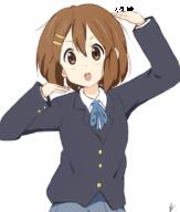 1girl arm_up bangs black_jacket blue_ribbon blush brown_eyes brown_hair commentary_request grey_skirt hair_ornament hairclip hand_up hirasawa_yui jacket k-on! long_sleeves looking_at_viewer ma-2_(konkon_kitakitsune) open_mouth ribbon safe sakuragaoka_high_school_uniform school_uniform shirt short_hair simple_background skirt solo v-shaped_eyebrows white_background white_shirt winter_uniform // 680x800 // 231.1KB