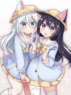 2_girls 2girls absurd_resolution absurdres akatsuki_(kancolle) akatsuki_(kantai_collection) akatsuki_destroyer alternate_costume animal_ear_fluff animal_ears azur_lane bangs black_hair blue_eyes blue_shirt bow bowtie brown_background buttons cat_ears cat_girl clenched_hands closed_mouth commentary_request cosplay ears ears_through_headwear eyebrows eyebrows_visible_through_hair female fringe girl gradient gradient_background hair_between_eyes hat headwear hibiki_(kancolle) hibiki_(kantai_collection) hibiki_destroyer high_resolution highres kantai_collection kemonomimi_mode kindergarten_uniform kisaragi_(azur_lane) kisaragi_(azur_lane)_(cosplay) lolibooru lolibooru.moe long_hair long_sleeves looking_at_viewer loose_socks mature multiple_females multiple_girls mutsuki_(azur_lane) mutsuki_(azur_lane)_(cosplay) namekuji_(namekuzu) neckerchief nekomimi_mode open_mouth pleated_skirt pov purple_eyes ribbon ribbon_(ribbons) safe sailor_collar school_hat shirt silver_hair simple_background skirt sleeves_past_wrists socks sparkle stading standing standing_on_one_leg tall_image thigh-highs thighhighs uniform very_long_hair white_background white_legwear white_sailor_collar white_thighhighs yellow_bow yellow_bowtie yellow_hat yellow_headwear yellow_neckerchief yellow_neckwear yellow_skirt // 2507x3365 // 826.5KB