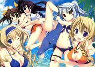 bicolored_eyes bikini blonde_hair blue_eyes blush braid braids breasts brown_hair cecilia_alcott charlotte_dunois cleavage erect_nipples fang fang_linyin fangs fujima_takuya garrison_cap gray_hair green_eyes grey_hair group headband infinite_stratos jewelry konachan.com laura_bodewig long_hair navel necklace nipples purple_eyes questionable scan shinonono_houki short_hair stomach swimsuit swimwear tied_hair twintails water wink // 4248x3017 // 8.5MB