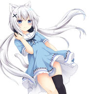 11_aspect_ratio 1_female 1girl animal_ear_fluff animal_ears animal_tail asymmetrical_legwear bad_id bad_twitter_id bangs black_legwear black_thighhighs blue_dress blue_eyes blush cat_ears cat_girl cat_tail catgirl catperson closed_mouth commentary_request dress dutch_angle ears eyebrows eyebrows_visible_through_hair feet_out_of_frame female hair_between_eyes hair_ornament hand_on_headphones headphones headphones_around_neck high_resolution highres long_hair looking_at_viewer low_twintails nekomimi original safe sailor_collar sailor_dress sakuraba_hikaru_(loveindog) sankaku_channel short_sleeves simple_background single_thigh-high single_thighhigh smile solo sugimura_runa tail thighhighs tied_hair twintails very_long_hair white_background white_hair white_sailor_collar x_hair_ornament // 1200x1200 // 586.3KB