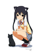 1_female 1girl 2013 animal_ears artist_name bad_id bad_twitter_id black_cat black_hair black_legwear blush cat cat_ears dated dress_shirt ears feline female footwear full_body jpeg_artifacts k-on! kiya_shii legwear lolibooru lolibooru.moe long_hair mammal mature nakano_azusa ribbon safe sakuragaoka_high_school_uniform school_uniform shirt shoes simple_background skirt slip-on_shoes socks solo squatting sweater sweater_vest tied_hair twin_tails twintails uniform uwabaki white_background // 764x1080 // 91.7KB