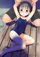 1boy 1girl 2d_art armpits bare_legs barefoot black_hair blue_swimsuit blush child clothing feet female legs looking_at_viewer male nhygv one-piece_swimsuit open_mouth original pixiv_37735794 pixiv_5591395 purple_eyes restrained s safe sankaku school_swimsuit sekiya_asami shorts squatting sukumizu swimsuit tank_suit tied_hair twintails violet_eyes ふか 無題 // 600x847 // 459.5KB