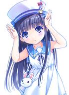 1_female armpits arms_up bag black_hair blue_eyes blush bunny_pose dress female hat hat_ribbon headwear li_(liras) lolibooru lolibooru.moe long_hair looking_at_viewer mature o open_mouth original pov ribbon safe sailor_dress sailor_hat simple_background solo white_background xiangtu // 650x900 // 424.7KB