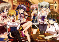 bicolored_eyes blonde_hair blue_eyes blush book bow brown_hair choker corona_timir dress einhart_stratos eyewear fujima_takuya glasses green_eyes group legwear long_hair lyrical_nanoha mahou_shoujo_lyrical_nanoha mahou_shoujo_lyrical_nanoha_vivid miura_rinaldi pantyhose paper pink_hair purple_eyes purple_hair red_eyes rio_wezley scan short_hair skirt stockings takamachi_vivio thigh-highs thighhighs vivio white_hair wink wristwear yagami_hayate // 5767x4098 // 8.7MB