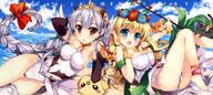 2girls absurd_resolution absurdres animal aqua_eyes armwear barefoot beverage blonde_hair blue_eyes blue_sky blush blush_stickers bodysuit bottomwear bow braid braids breasts camel_toe cameltoe cat cherry cleavage cloud collarbone covered_erect_nipples covered_nipples d day drink ears elbow_gloves elf erect_nipples essentia feet feline female fixed flower food freyja_(p&d) freyja_the_fertility_goddess fruit fujima_takuya gloves head_wreath headdress high_resolution highres huge_filesize jewelry large_breasts legs legs_up leotard light_valkyrie_(p&d) long_hair long_image looking_at_viewer lots_of_jewelry mammal mature multiple_females multiple_girls nipples no_bra open_mouth orange orange_(food) outdoors outside palm_tree panties pineapple plant pointed_ears pointy_ears pov princess_valkyrie puzzle_&_dragons questionable red_eyes safe scan shynee shynee_(p&d) side-tie side-tie_panties silver_hair sky smile string_panties thighs tiara topwear tree underwear valkyrie_(p&d) water wavy_mouth white_hair white_panties wide_image wreath yande.re // 6993x3121 // 20.9MB