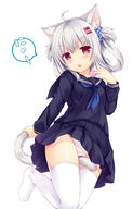 1_female 1girl 3 absurd_resolution absurdres ahoge animal_ear_fluff animal_ears animal_tail bangs between_legs black_sailor_collar black_serafuku black_shirt black_skirt blue_neckerchief blue_neckwear blue_scrunchie blush cat_ears cat_girl cat_tail catgirl catperson commentary_request condom condom_wrapper d ears eyebrows eyebrows_visible_through_hair female grabbing grey_hair hair_between_eyes hair_clip hair_ornament hair_rings hair_scrunchie hairclip high_resolution highres holding holding_condom long_sleeves mature neckerchief nekomimi no_shoes open-mouth_smile open_mouth original panties pantsu pleated_skirt questionable red_eyes sailor_collar sailor_uniform sakuraba_hikaru_(loveindog) sankaku_channel school_uniform schoolgirl_uniform scrunchie serafuku shirt silver_hair simple_background skirt smile solo stading standing standing_on_one_leg sugimura_runa tail tail_between_legs tail_grab thigh-highs thighhighs underwear uniform very_high_resolution white_background white_legwear white_panties white_thighhighs white_underwear // 2299x3585 // 1.5MB