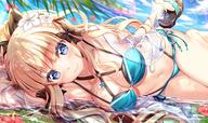 bikini blonde_hair flowers fujima_takuya konachan.com long_hair navel princess_connect! safe sasaki_saren stomach swimsuit swimwear waifu2x water watermark // 1730x1024 // 2.1MB