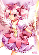 10s 1_female bubble_skirt female gloves gradient gradient_background hair_ribbon kaname_madoka kanna_(plum) madoka_magica magical_girl mahou_shoujo_madoka_magica pink_eyes pink_hair ribbon safe simple_background skirt solo white_gloves wings // 544x757 // 219.5KB