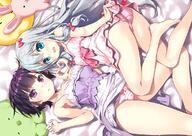 2girls ass barefoot blush bow camel_toe cameltoe clothes_lift dress eromanga-sensei eromanga_sensei feet female fujima_takuya gray_hair green_eyes grey_hair izumi_sagiri konachan.com loli long_hair multiple_females multiple_girls panties purple_eyes questionable senju_muramasa short_hair skirt skirt_lift striped striped_panties underwear // 1133x800 // 1.0MB