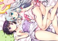 2_females 2girls ass barefoot blush bow camel_toe cameltoe clothes_lift dress eromanga-sensei eromanga_sensei feet female fujima_takuya gray_hair green_eyes grey_hair izumi_sagiri konachan.com loli long_hair multiple_females multiple_girls panties purple_eyes questionable senju_muramasa short_hair skirt skirt_lift striped striped_panties underwear // 1133x800 // 1.0MB