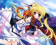 00s 2girls arm_belt belt blonde_hair blue_eyes bow brown_hair cape danbooru fate_testarossa female fingerless_gloves gelbooru gloves highres kanna_(plum) long_hair lyrical_nanoha magical_girl mahou_shoujo_lyrical_nanoha mahou_shoujo_lyrical_nanoha_a's multiple_females multiple_girls plum_(artist) purple_eyes red_bow red_eyes red_hair safe takamachi_nanoha thigh-highs thighhighs tied_hair twintails // 1247x1000 // 509.3KB