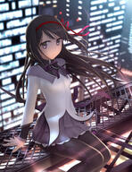 10s 1_female 1girl akemi_homura argyle argyle_legwear arms_at_sides backlighting black_hair black_legwear black_pantyhose blurry blurry_background building city city_lights commentary_request female floating_hair hair_ornament hair_ribbon hairband high_resolution highres legwear light_rays lolibooru long_hair long_sleeves looking_at_viewer madoka_magica magical_girl mahou_shoujo_madoka_magica mature night outdoors outside pantyhose pleated_skirt pov purple_eyes purple_ribbon purple_skirt red_ribbon ribbon safe sankaku_channel scaffolding sensitive shirt siraha sitting skirt solo very_long_hair violet_eyes white_shirt wind // 1000x1300 // 828.9KB