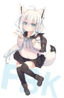 1girl 2d_art ahoge animal_ear_fluff animal_ears azunakano1111 background_text backpack bag bangs black_legwear black_skirt blue_eyes blue_ribbon blush boots braid brown_footwear character_name closed_mouth collared_shirt commentary_request ear_piercing eyebrows_visible_through_hair fox_ears fox_girl fox_shadow_puppet fox_tail full_body hair_between_eyes hands_up highres hololive lolibooru long_hair long_sleeves looking_at_viewer neck_ribbon notice_lines pictures piercing pixiv_4272325 pixiv_90825333 pleated_skirt puffy_long_sleeves puffy_sleeves ribbon safe senifu shirakami_fubuki shirt side_braid single_braid skirt sleeves_past_wrists smile solo tail thigh-highs thighhighs thighhighs_under_boots very_long_hair virtual_youtuber white_hair white_shirt younger フブキちゃん // 998x1522 // 665.8KB