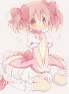 1girl absurdres bent_knees blush boors bow bubble_skirt clothing eyebrows_visible_through_hair eyes_visible_through_hair female full_body hair_ornament hair_ribbon high_resolution highres hitode kaname_madoka legwear lolibooru magical_girl mahou_shoujo_madoka_magica neck_ribbon pink_background pink_eyes pink_hair red_bow red_footwear red_neckwear red_ribbon ribbon s safe sankaku short_twin_tails short_twintails sitting skirt solo soul_gem tareme tied_hair twin_tails twintails very_high_resolution wariza white_legwear wings // 2987x4096 // 909.4KB