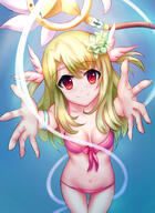 867208837 aaeru blonde_hair bra fate fatekaleid_liner_prisma_illya fate_(series) fate_kaleid_liner_prisma_illya female girl groin hair_ornament highres illyasviel_von_einzbern light_erotic light_smile lingerie long_hair looking_at_viewer magical_girl moe navel panties red_eyes single swimsuit swimwear tall_image two_side_up underwear young プリズマ☆イリヤ ベベ(魔法少女まどか☆マギカ) 伊利亚 水着 萌え 魔法少女 // 2000x2751 // 1.5MB