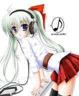 00s 10s 1_female 1girl bend_over bent_over beyerdynamic blue_eyes blush bows_(fashion) eighth_note einhart_stratos female flipper gray_hair green_hair hair_ribbon headphones heterochromia long_hair looking_back lyrical_nanoha mahou_shoujo_lyrical_nanoha mahou_shoujo_lyrical_nanoha_strikers mahou_shoujo_lyrical_nanoha_vivid music music_note musical_note pixiv purple_eyes ribbon safe sensitive skirt solo speech_bubble spoken_musical_note thigh-highs thigh_highs thighhighs tied_hair twin_tails twintails // 762x927 // 300.2KB