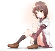 1_female 1girl ass blush brown_eyes brown_hair danbooru danbooru-safebooru female funami_yui gelbooru gradient gradient_background looking_at_viewer mature nanamori_school_uniform pink_background pov ren_kon safe safebooru school_uniform short_hair simple_background skirt smile solo uniform white_background yuru_yuri // 1176x1085 // 443.9KB