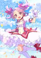 1girl absurdres bubble_skirt choker feet_out_of_frame frilled_legwear frilled_skirt frills gloves hair_ornament hair_ribbon highres kaname_madoka kneehighs looking_at_viewer magical_girl mahou_shoujo_madoka_magica open_mouth pink_eyes pink_hair pon_yui puffy_short_sleeves puffy_sleeves red_choker red_footwear ribbon ribbon_choker shoes short_sleeves short_twintails skirt solo twintails white_gloves white_legwear // 2894x4093 // 5.4MB