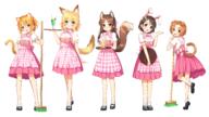 5_females 5girls animal_ears animal_tail apron bangs black_eyes black_footwear blonde blonde_hair blush bow bowtie broom brown_eyes brown_hair bunny_ears bunny_girl bunny_hair_ornament bunny_tail bunnygirl cat_ears cat_tail catgirl catperson checkered checkered_apron checkered_clothes checkered_neckwear cherry clothing cup dog_ears dog_tail doggirl drink drinking_glass ears explicit eyebrows eyebrows_visible_through_hair female flower food footwear foxgirl fruit gesture go-1 green_eyes hair_bow hair_flower hair_ornament hand_on_hip head_tilt high-waist_skirt holding holding_broom holding_object holding_tray ice_cream idolmaster idolmaster_cinderella_girls inumimi kemonomimi_mode konachan.com leg_up loli lolibooru lolibooru.moe long_hair looking_at_viewer looking_back mary_janes matoba_risa medium_hair messy_hair multiple_females multiple_girls nekomimi orange_(fruit) orange_hair pink_apron pink_bow pink_bowtie pink_neckwear pink_skirt point_of_view ponytail pov puffy_short_sleeves puffy_sleeves rabbit_ears rabbit_hair_ornament rabbit_tail raised_leg ryuuzaki_kaoru ryuzaki_kaoru safe sakurai_momoka sankaku_channel sasaki_chie sensitive shirt shoes short_hair short_ponytail short_sleeves sidelocks simple_background skirt socks stading standing standing_on_one_leg suspender_skirt suspenders swept_bangs tachibana_arisu tail the__cinderella_girls tied_hair tray waitress white_background white_legwear white_shirt yellow_eyes yuuki_haru // 4212x2366 // 4.3MB