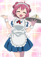 1_female 1girl ^_^ ahoge akaza_akari apron closed_eyes cowboy_shot d double_bun eyes_closed female food hair_bun lettuce maid maid_apron maid_headdress mustard open_mouth red_hair redhead safe sandwich smile solo tonbi tray wrist_cuffs yuru_yuri // 760x1044 // 132.4KB