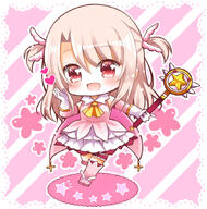 1girl ascot chibi dress elbow_gloves fatekaleid_liner_prisma_illya fate_(series) fate_kaleid_liner_prisma_illya feather_hair_ornament feathers full_body general gloves hair_ornament holding holding_wand illyasviel_von_einzbern kaleidostick layered_gloves long_hair magical_girl magical_ruby orange_ascot pink_dress pink_feathers pink_footwear pink_gloves pink_sleeves pink_thighhighs prisma_illya red_eyes solo thigh-highs thighhighs toko_(torisan_ren) two_side_up wand white_gloves white_hair // 842x851 // 334.2KB