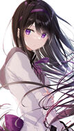 1girl akemi_homura black_hair bow capelet female_focus general hairband hand_on_own_arm highres long_hair looking_at_viewer magia__mahou_shoujo_madoka_magica_gaiden magia_record_mahou_shoujo_madoka_magica_gaiden magical_girl mahou_shoujo_madoka_magica meen_(ouaughikepdvrsf) parted_lips purple_bow purple_eyes simple_background solo user_xpfy3427 violet_eyes white_background さん ほむらさん まどか☆マギカ100users入り まどか☆マギカ500users入り めーん シャフト マギアレコード 女の子 暁美ほむら 魔法少女まどか☆マギカ // 827x1476 // 1.1MB