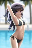 10s 1_female 1girl akemi_homura armpits arms_behind_head arms_up bikini black_hair commentary_request female flat_chest hairband high_resolution highres long_hair madoka_magica mahou_shoujo_madoka_magica mature navel o open_mouth palm_tree pettanko photoshop_(medium) pool puella_magi_madoka_magica purple_eyes realistic safe sensitive side-tie_bikini side-tie_bikini_bottom siraha solo stomach string_bikini swimsuit swimsuits swimwear tree violet_eyes water // 874x1300 // 425.2KB