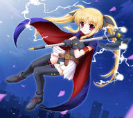 bardiche blonde_hair fanart fanart_from_pixiv fate_testarossa female flipper long_hair mahou_shoujo_lyrical_nanoha pixiv red_eyes smile solo // 1042x920 // 288.6KB