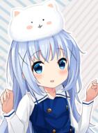 1girl 2d_art absurdres angora_rabbit animal animal_on_head bangs blue_eyes blue_hair blue_vest blush bunny clothing d diagonal_stripes eyebrows_visible_through_hair female general gochuumon_wa_usagi_desu_ka gochuumon_wa_usagi_desu_ka? hair_ornament hands_up high_resolution highres kafuu_chino kafuu_chino's_school_uniform light_blue_hair lolibooru long_hair long_sleeves looking_at_viewer nekomimimix on_head open_mouth pixiv_1522712 pixiv_84498261 rabbit rabbit_on_head s safe sailor_collar sankaku school_uniform shirt smile striped striped_background tippy tippy_(gochiusa) tippy_(gochuumon_wa_usagi_desu_ka?) uniform vertical_stripes very_high_resolution very_long_hair vest white_shirt x_hair_ornament かーる ごちうさ ご注文はうさぎですか? チノ 🎵🎵🎵 // 2894x3931 // 4.8MB