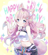 amimi birthday braids coyote_ears fanart fanart_from_pixiv female hakui_ch. hakui_koyori hololive kemonomimi lace_braids long_hair pink_hair pixiv smile solo text text_happy // 1446x1651 // 1.5MB