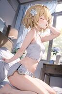 ai_generated bed belly blonde_hair genshin_impact high_resolution just_woke_up large_filesize lumine lumine_(genshin_impact) majestas questionable tagme user_pjpm5372 very_high_resolution yawning お腹 原神 寝起き 蛍(原神) // 2048x3072 // 5.6MB