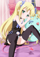 1_female 1girl absurd_resolution absurdres ahoge aqua_panties astarotte_ygvar bangs bare_shoulders bear bed black_choker black_dress black_legwear black_neckwear black_thighhighs blonde_hair blue_bow blue_ribbon blush bow breasts choker closed_mouth clothing_cutout curtains demon_tail dress explicit eyebrows eyebrows_visible_through_hair fang fangs female green_eyes grezia hair_bow hair_ribbon hand_on_own_thigh head_tilt heart high_resolution highres indoors knees_up legs legwear light_smile long_hair looking_at_viewer lotte_no_omocha! mammal mature navel navel_cutout night no_bra nsfw on_bed panties pantyshot pantyshot_(sitting) parted_bangs pov ribbon safe sensitive short_dress short_pointy_ears sidelocks sitting small_breasts smile solo spread_legs spreading stomach strap_gap strap_slip stuffed_animal stuffed_toy tail thigh-highs thighhighs tied_hair twintails two_side_up underwear ursine very_long_hair wanaca window // 2480x3507 // 2.3MB