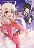 2girls absurdres ascot bangs bare_shoulders black_hair blush boots breasts brown_eyes cape clothing commentary_request detached_sleeves dress elbow_gloves fatekaleid_liner_prisma_illya fate_(series) feather_hair_ornament feathers female footwear gloves hair_between_eyes hair_ornament hairclip high_resolution highres illyasviel_von_einzbern kebab_(blackdoll) large_filesize layered_gloves legwear leotard long_hair looking_at_viewer miyu_edelfelt multiple_girls open_mouth partial_commentary pink_dress pink_footwear pink_gloves prisma_illya purple_legwear purple_leotard purple_sleeves purple_thighhighs questionable red_eyes revision safe sensitive sidelocks skirt small_breasts smile thigh_boots thighhighs thighhighs_under_boots thighs tied_hair twin_tails twintails two_side_up very_high_resolution white_cape white_footwear white_gloves white_hair white_skirt x_hair_ornament // 3364x4759 // 9.8MB