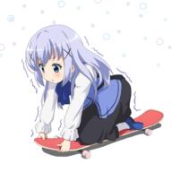 1_female 1girl bad_id bad_twitter_id black_skirt blue_bow blue_bowtie blue_eyes blue_footwear blue_neckwear blue_shoes blue_vest blush bow bowtie clothing female footwear gochiusa gochuumon_wa_usagi_desu_ka? gochuumon_wa_usagi_desuka? hair_ornament high_resolution highres kafuu_chino lolibooru lolibooru.moe long_hair long_sleeves looking_down matching_haireyes mature motion_lines rabbit_house_uniform red_star_(toranecomet) safe scared shoes simple_background skateboard skirt socks solo tagme tareme tareme_eyes trembling uniform vest white_background white_legwear x_hair_ornament // 1500x1500 // 713.7KB