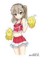 brown_eyes brown_hair cheerleader exposed_shoulders fanart fanart_from_pixiv female flipper girls_und girls_und_panzer long_hair midriff panzer_der_film pixiv pom_poms shimada_alice shirt sleeveless sleeveless_shirt solo tank_top // 700x988 // 176.5KB