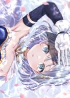 1girl absurdres bare_shoulders blue_eyes blue_hair breasts cape elbow_gloves fortissimo fortissimo_hair_ornament gloves hair_ornament highres looking_at_viewer magical_girl mahou_shoujo_madoka_magica miki_sayaka short_hair small_breasts solo soul_gem ukiukikiwi2525 white_cape white_gloves // 2493x3500 // 8.6MB