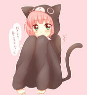 1girl animal_costume aqua_eyes barefoot cat_costume costume feet female nightwear pajamas pink_hair sa_ioio safe solo toes translated translation_request yoshikawa_chinatsu you-1110 yuru_yuri // 789x863 // 390.9KB