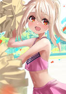 1girl bare_shoulders blonde_hair blush breasts cheerleader clothing crop_top fategrandorder fatekaleid_liner_prisma_illya fate_(series) fate_kaleid_liner_prisma_illya female fgo high_resolution highres holding holding_pom_poms illyasviel_von_einzbern illyasviel_von_einzbern_(prisma_illya) long_hair looking_at_viewer midriff navel open_mouth pan_korokorosuke pink_shirt pink_skirt pom_pom_(cheerleading) pom_poms ponytail prisma_illya questionable red_eyes sensitive shirt skirt small_breasts smile solo terte tied_hair イリヤスフィール(プリズマ☆イリヤ) イリヤスフィール・フォン・アインツベルン チアイリヤさん パンコロコロスケ プリズマ☆イリヤ // 868x1228 // 808.7KB