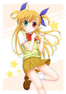 10s 1_female 1girl ahoge bad_id bad_pixiv_id blonde_hair clenched_hands female flipper footwear gradient gradient_background hair_ornament hair_ribbon heterochromia long_hair looking_at_viewer lyrical_nanoha mahou_shoujo_lyrical_nanoha mahou_shoujo_lyrical_nanoha_vivid mature open_mouth panties pantyshot pantyshot_(standing) pleated_skirt pov ribbon safe school_uniform sensitive shoes simple_background skirt solo st._hilde_academy_of_magic_uniform standing star star_(symbol) striped striped_panties two_side_up underwear uniform upskirt vivio white_legwear // 744x1052 // 379.3KB