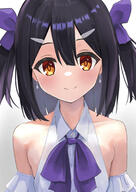 1girl bare_shoulders black_hair blush breasts brown_eyes clavicle clothing collarbone collared_shirt earrings fategrandorder fatekaleid_liner_prisma_illya fate_(series) fate_kaleid_liner_prisma_illya female fgo hair_ornament hair_ribbon hairclip high_resolution highres jewellery jewelry looking_at_viewer medium_hair miyu_edelfelt neck_ribbon pan_koro_ko pan_korokorosuke pixiv prisma_illya purple_ribbon questionable ribbon safe sensitive shirt sleeveless sleeveless_shirt small_breasts smile solo terte two_side_up white_shirt パンコロコロスケ プリズマ☆イリヤ 美遊ちゃん 美遊・エーデルフェルト // 1476x2087 // 2.6MB