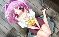 ahoge blush bracelet doinaka_channel_5 embarrassed from_above game_cg girl loli looking_at_viewer peeing pencil_skirt pink_eyes pink_hair sasano_kimiko shirt shoes short_hair short_sleeves single sitting skirt teardrop wariza wavy_mouth white_shirt wide_image // 1024x640 // 220.7KB