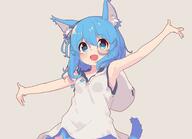 1girl 2 2d_art animal_ear_fluff animal_ears animal_tail aoi_tori aoi_tori_(artist) aoitori_jpn aqua_eyes aqua_hair armpits arms_up blue_eyes blue_hair cat_ears cat_tail catgirl dress ears female grey_background high_resolution hood hoodie loli open_mouth original outstretched_arms pixiv_83549564 safe short_dress short_hair simple_background sleeveless sleeveless_dress smile solo tail teru-chan_(aoi_tori) upper_body white_dress てるちゃん // 1800x1300 // 428.3KB
