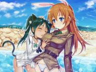 img58.pixiv.netimgelside12721094.png 2girls 501jfw animal_ears animal_tail beach blue_eyes brown_hair bunny_ears cat_ears cat_tail charlotte_e_yeager ears elside female francesca_lucchini green_hair high_resolution highres long_hair military military_uniform multiple_females multiple_girls panties questionable shinashi shinashi_(elside) strike_witches striped striped_panties tail tied_hair twintails underwear uniform water world_witches_series シャッキーニ シャーロット・e・イェーガー ストウィ100users入り ストライクウィッチーズ フランチェスカ・ルッキーニ 四梨 母娘 // 1600x1200 // 2.2MB