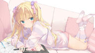 169_aspect_ratio 1_female 1girl < animal_ears animal_hood anime-pictures.net ass blonde_hair blush bow bunny_ears bunny_hood commentary_request computer copyright_request couch crossed_ankles crossed_legs drawing drawing_tablet ears eraser fake_animal_ears female fringe full_body general girl green_eyes hair_ornament hair_ribbon head_tilt high_resolution highres hood hoodie indoors jacket kani_biimu knee_socks kneehighs konachan.com legs_crossed light_erotic lolibooru long_hair long_sleeves looking_at_viewer loungewear lying nightwear no_pants no_shoes on_couch on_stomach open_jacket original pajama pajamas panties pantsu paper peco peko pencil pillow pink_panties pink_pantsu pixiv_3439325 point_of_view polka_dot polka_dot_panties polka_dot_underwear pom_pom_(clothes) q questionable rabbit_ears rabbit_hood ribbon ribbon_(ribbons) ribbons s safe sankaku sensitive series shimotsuki_potofu single sketchbook sleeves_past_wrists socks soles solo striped striped_legwear stylus tagme tied_hair twin_tails twintails two_side_up underwear untitled_1 wallpaper white_socks wide_image yande.re ツイスター四ツ川省描いてみた。 // 2560x1440 // 1.4MB