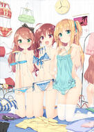 3girls ahoge aqua_bikini aqua_eyes aqua_one-piece_swimsuit aqua_swimsuit ass back bangs bikini black_panties black_underwear blonde blonde_hair blue_eyes blush bodily_fluids breasts brown_hair calendar_(object) casual_one-piece_swimsuit censored clavicle clock clothes_hanger clothes_in_front clothes_on_bed clothes_removed clothing collarbone commentary_request contentious_content convenient_censoring covering covering_nudity d feet female flat_chest footwear frilled_swimsuit frills garrison_cap girl green_bikini green_eyes green_swimsuit groin hair_ornament hair_ribbon hair_tie hazuki_watora indoors innertube inside kani_biimu kneeling legwear lifebuoy lingerie loli long_hair looking_at_viewer luminocity male mature minazuki_sarami mirror multiple_females multiple_girls naked_with_socks navel nude nude_cover o o-ring o-ring_top one-piece_swimsuit open-mouth_smile open_mouth original original_10000_users_bookmark original_character panties panties_removed pantsu peko peko_(luminocity) pettanko pink_panties pink_pantsu pixiv pixiv_3439325 pixiv_58607887 polka_dot polka_dot_bikini polka_dot_swimsuit pov purple_eyes q questionable red_bikini red_hair red_swimsuit reflection ribbon shimotsuki_potofu small small_breasts smile socks stockings stomach striped striped_bikini striped_pattern striped_swimsuit sweat sweatdrop swimsuit swimwear thigh-highs thighhighs tied_hair twin_tails twintails two_side_up underwear underwear_removed white_hair white_legwear yellow_bikini yellow_swimsuit young かにビーム ぺこ／かにビーム アウフ オリジナル オリジナル10000users入り サラミ ポトフちゃん ポトワトサラミb2タペストリー ワトラ 女の子 水着 裸靴下 試着 // 765x1080 // 310.9KB