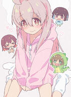 +_+ 4girls >_< ahoge bangs brown_eyes chibi chibi_character commentary d dinosaur_costume fang general grey_hair hair_between_eyes heart highres hood hood_down hoodie hozuki_momiji i'm_now_your_sister! light_blush long_hair long_sleeves looking_at_viewer loose_socks mahiro-chan_scribble_4 mahiro_oyama multicolored_hair multiple_girls murosaki_miyo no_pants oka_asahi onii-chan_is_done_for onii-chan_wa_oshimai! open_mouth oyama_mahiro pink_hair pink_hoodie pink_sweater pixiv saipaco saipaco. sitting sleeves_past_wrists smile socks solo_focus sweater two-tone_hair w_sitting wariza wavy_mouth wet wet_hair white_socks zipper_pull_tab おにまい お兄ちゃんはおしまい お兄ちゃんはおしまい1000users入り ぺたん座り まひろちゃんらくがき4 パーカー ミニキャラ ルーズソックス 緒山まひろ // 884x1200 // 1.1MB