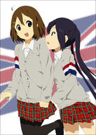 2girls ahoge black_hair black_legwear black_pantyhose brown_hair cardigan country_flag duo female flag flag_background footwear hair_clip hair_ornament hairclip hand_holding hirasawa_yui holding_hands interlocked_fingers k-on! k-on!_movie legwear loafers long_hair mizuki_makoto multiple_females multiple_girls nakano_azusa o open_mouth pantyhose photoshop_(medium) plaid plaid_skirt round_teeth safe sankaku_channel shoes short_hair skirt slip-on_shoes teeth tied_hair twintails union_jack yuiazu // 500x700 // 158.8KB